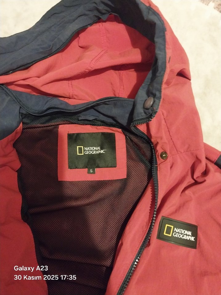 Kırmızı Kapüşonlu  national geoprafi Fermuarlı Erkek Ceket - Görsel 3