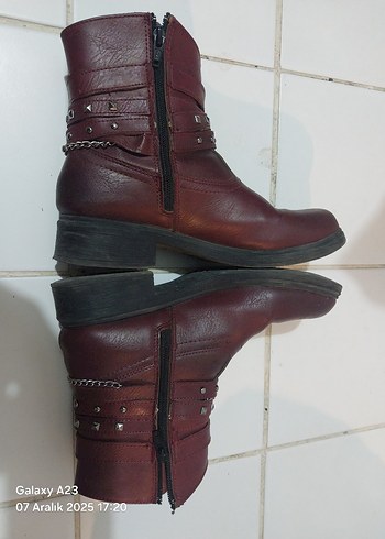 Kahverengi Tokalı Deri Biker Bot - Görsel 2