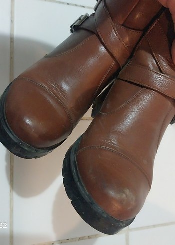 Kahverengi Deri Kadın Dolgu Topuklu Bot - Görsel 2