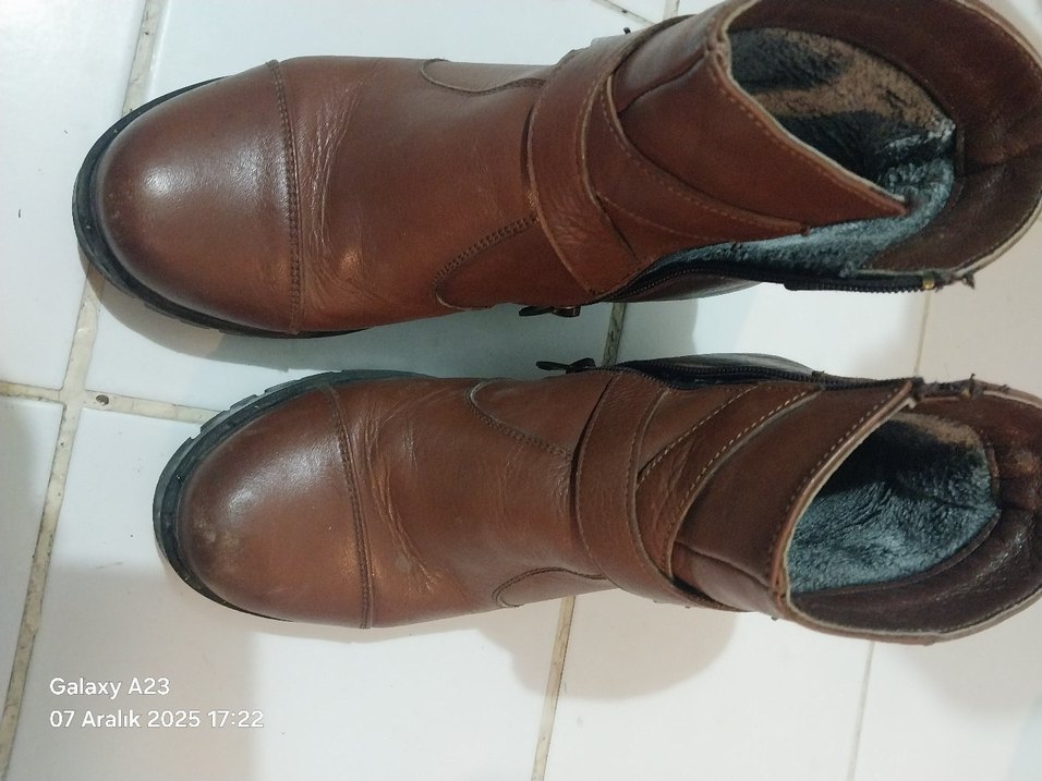 Kahverengi Deri Kadın Dolgu Topuklu Bot - Görsel 3