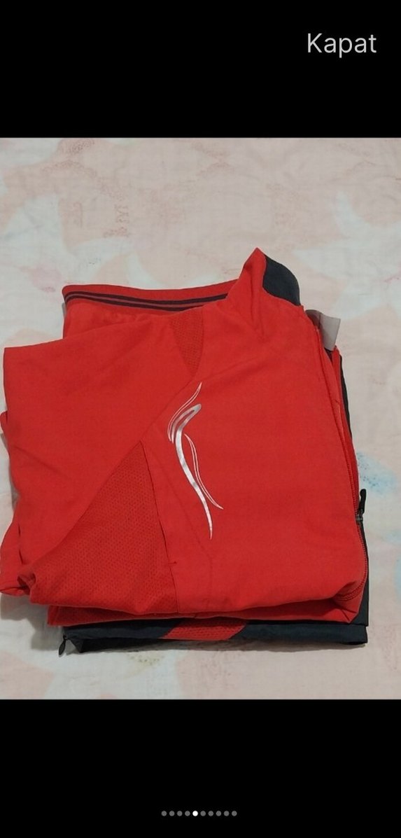 ünisex Kırmızı Siyah Erkek Spor Rüzgarlık eşofman takim - Görsel 2