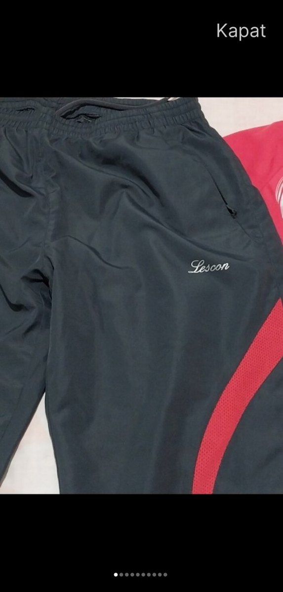 ünisex Kırmızı Siyah Erkek Spor Rüzgarlık eşofman takim - Görsel 3