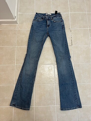 Zara Flare Fit Orta Bel Kot Pantolon