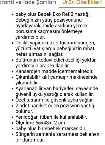  Beden beyaz Renk Baby plus reflü yatağı