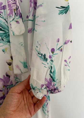 Mor Çiçekli Bohem Elbise - Görsel 2