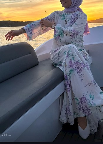 Mor Çiçekli Bohem Elbise - Görsel 5