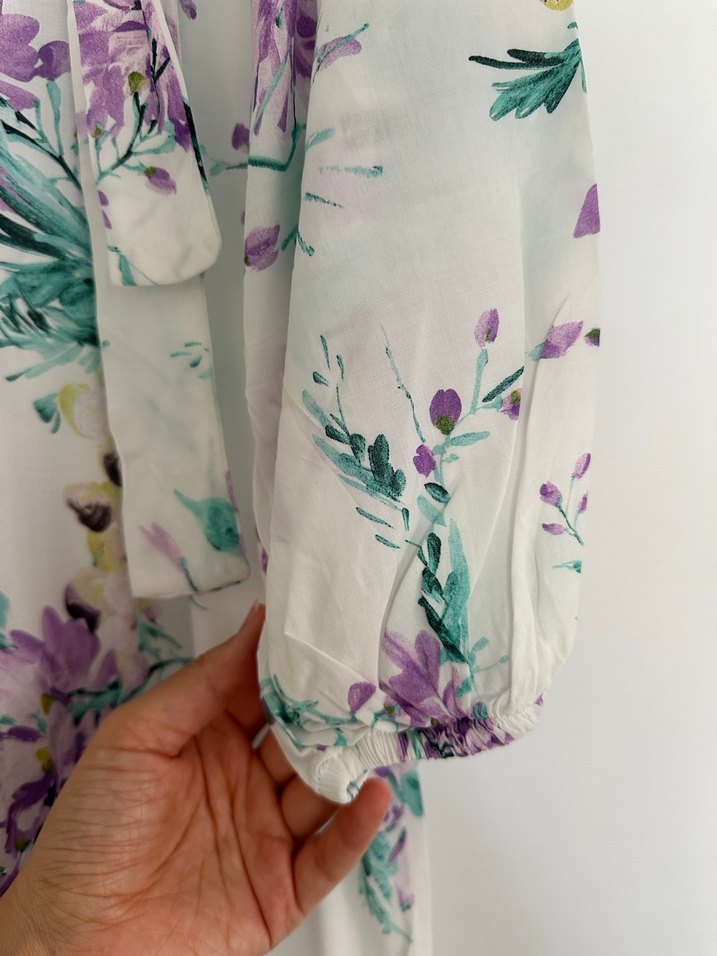 Mor Çiçekli Bohem Elbise - Görsel 2