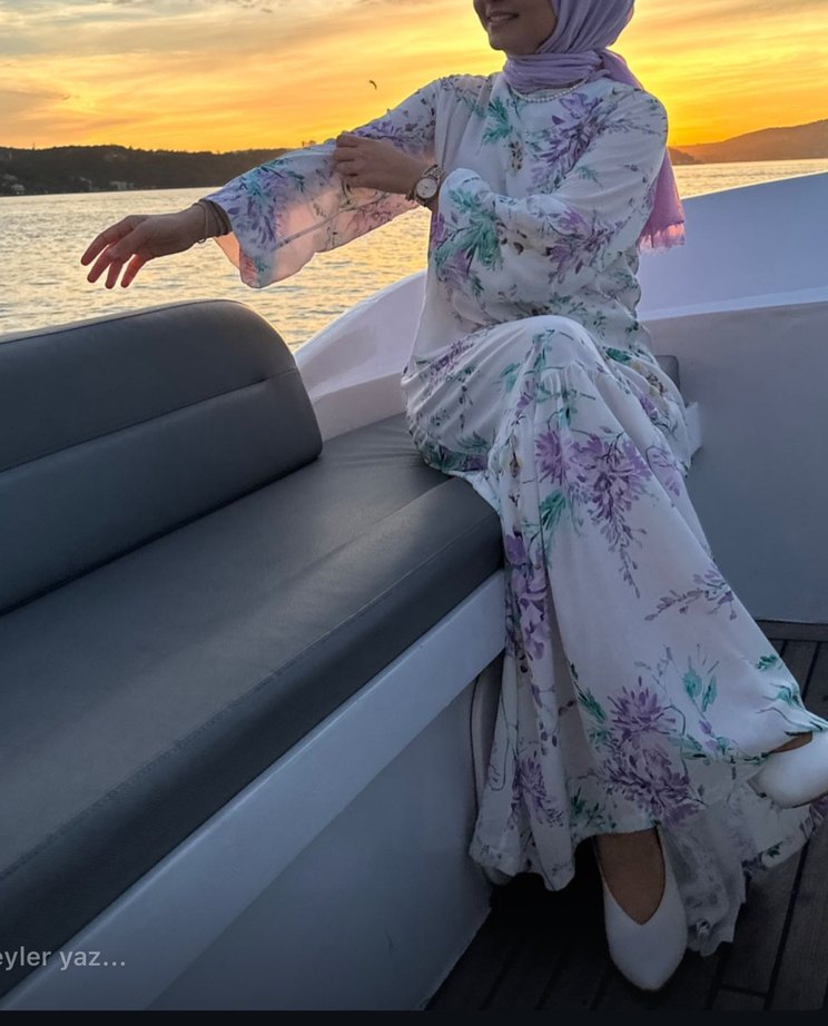 Mor Çiçekli Bohem Elbise - Görsel 5