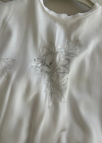Uzun Kollu Nakışlı Beyaz Bohem Elbise - Görsel 5