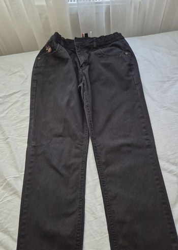 12-13 Yaş Beden Siyah Kemerli Erkek çocuk denim Pantolon