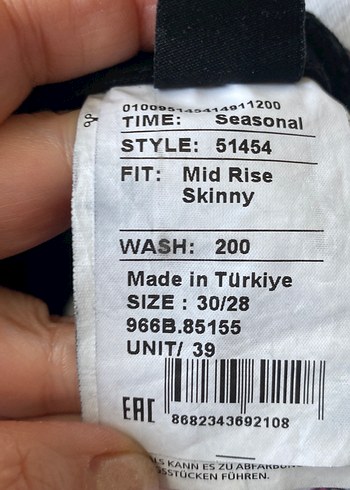 30 Beden Siyah Kemerli kadın Denim Pantolon