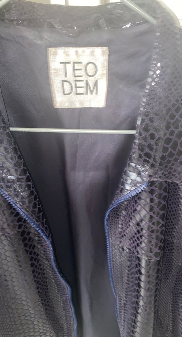 Lacivert Yılan Desenli Deri Ceket - Görsel 3