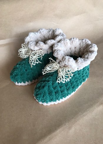 Kız Çocuk Örgü Bohem Sıcak Ev Terliği - Görsel 3