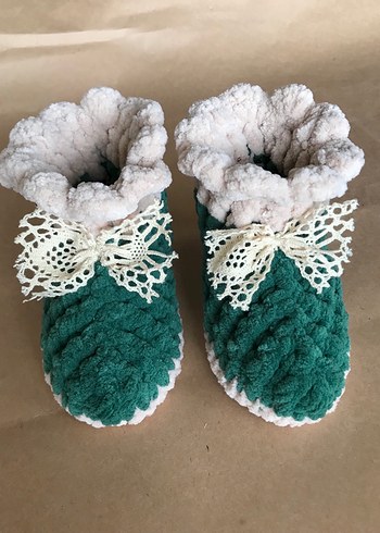 Kız Çocuk Örgü Bohem Sıcak Ev Terliği - Görsel 2