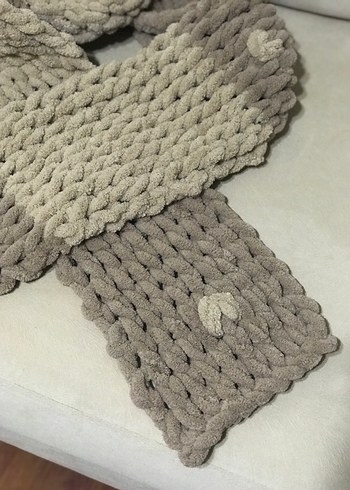 Gri Örgü Kadın Atkı - Görsel 5