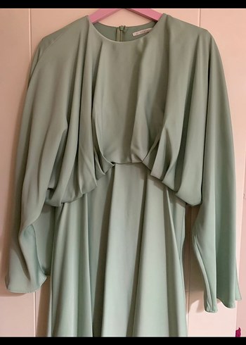 Armine Mint Renk Belden Dökümlü Uzun Elbise - Görsel 11