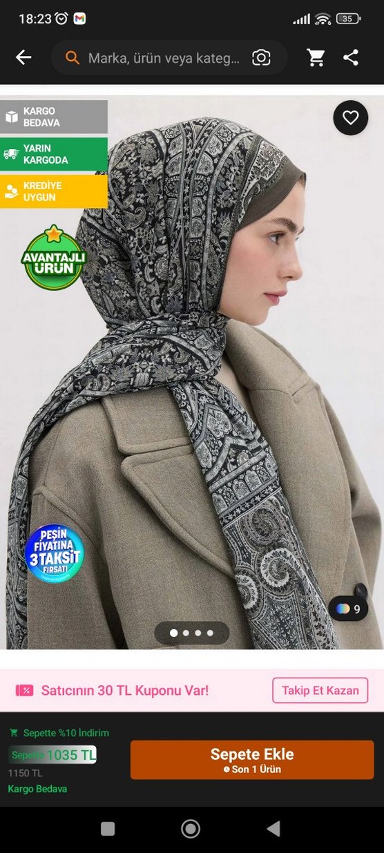 Gri Boheman serisi Fresh scarfs - Görsel 2