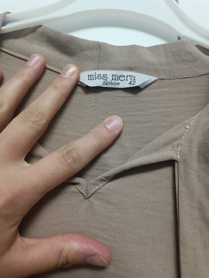 Bej Kadın Uzun  Elbise Fırfır Detaylı - Görsel 3