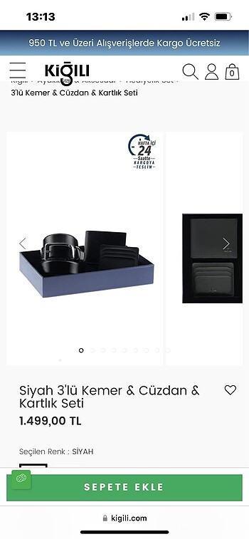 kiğılı Cüzdan kemer kartlık seti