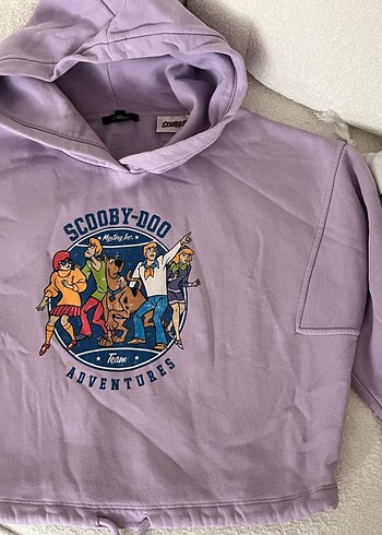 Scooby-Doo Baskılı beli büzgülü Mor Kadın Sweatshirt - Görsel 2