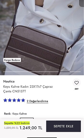  Beden kahverengi Renk Nautica Çanta