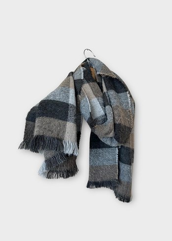 Ekoseli Kadın Yün Şal - Görsel 2