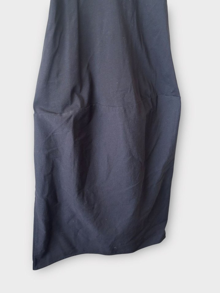 Siyah Keten Askılı Uzun Zara marka Elbise - Görsel 5