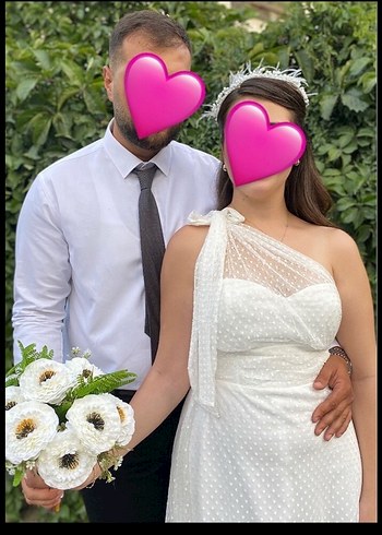 Beyaz Midi Straplez A Kesim Gelinlik - Görsel 2