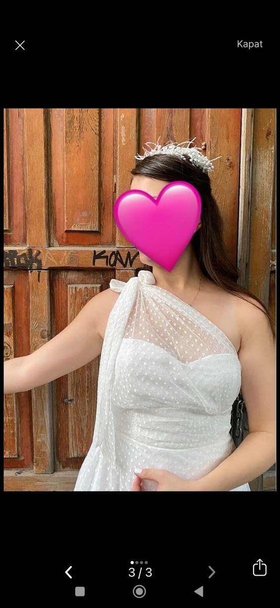 Beyaz Midi Straplez A Kesim Gelinlik - Görsel 3