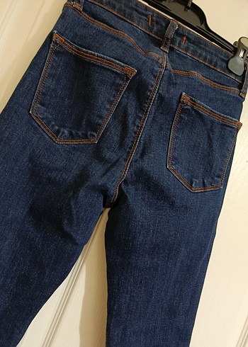 Kadın Lacivert Düğmeli Denim Pantolon - Görsel 2