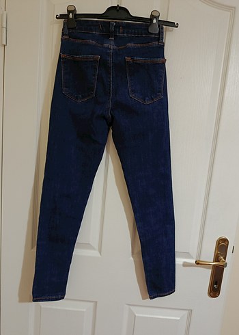 Kadın Lacivert Düğmeli Denim Pantolon - Görsel 3