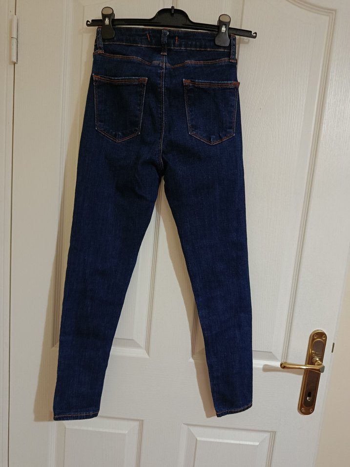 Kadın Lacivert Düğmeli Denim Pantolon - Görsel 3