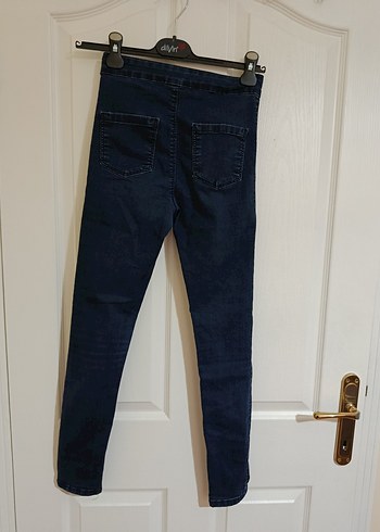 Lacivert Dar Kesim Kadın Kot Tayt - Görsel 2