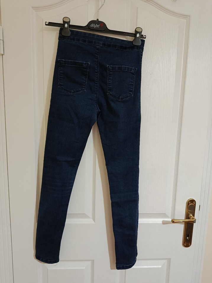 Lacivert Dar Kesim Kadın Kot Tayt - Görsel 2