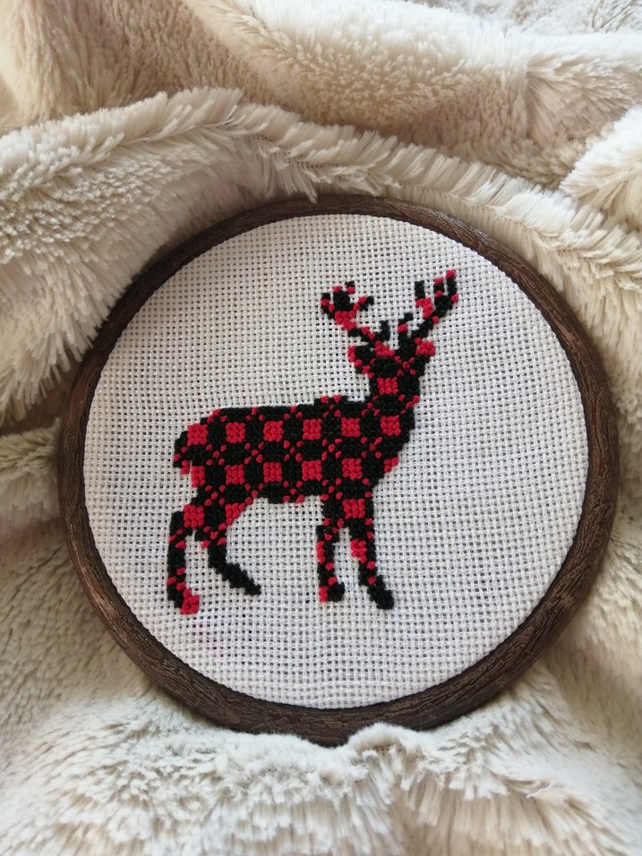 Geyik Desenli Kanaviçe Duvar Süsü - Görsel 2