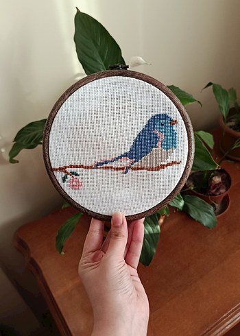 Kuş motifli etamin tablo