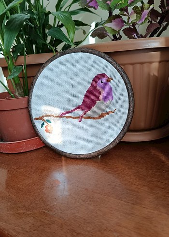 Kuş motifli etamin tablo - Görsel 2