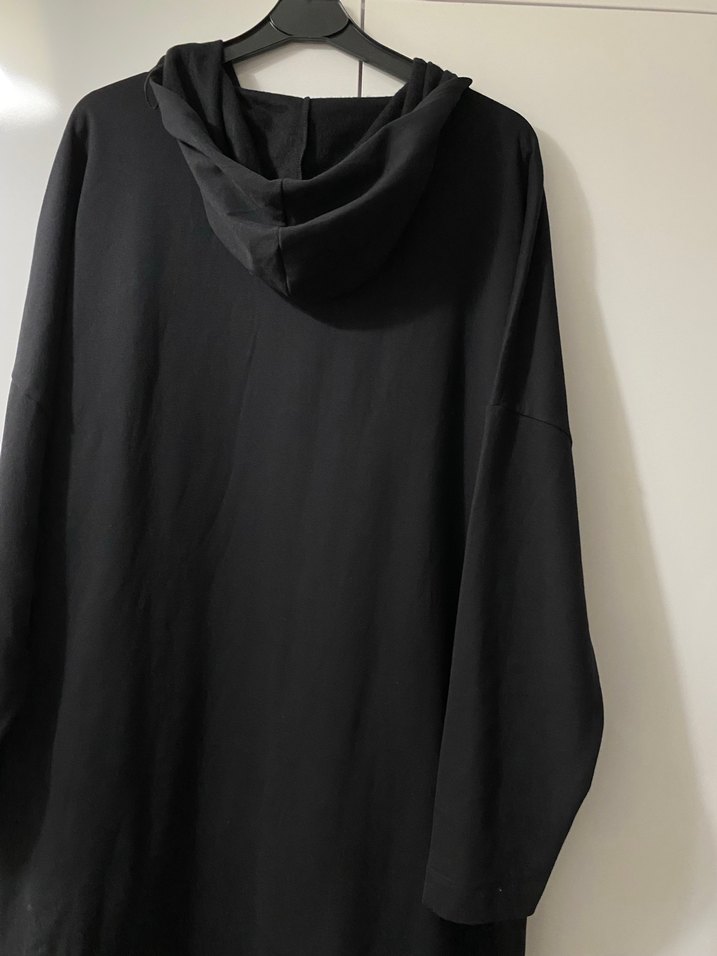 Düğmeli Siyah Uzun Kadın hırka - Görsel 4