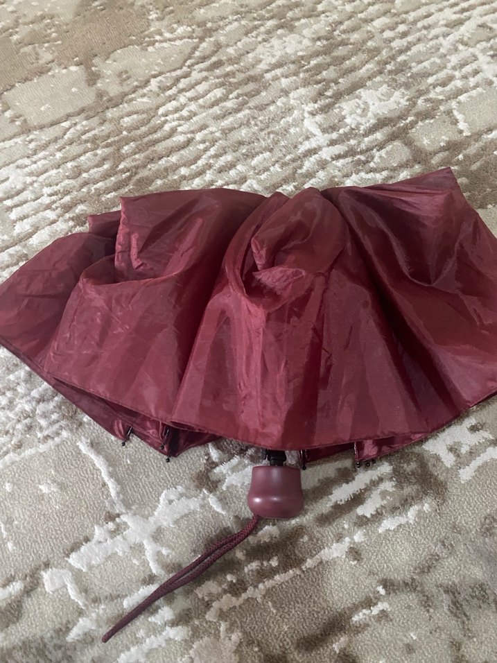 Bordo Pileli Kadın Şemsiye - Görsel 3