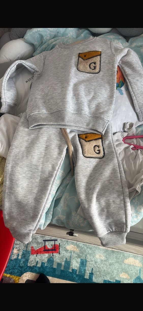 Gri Bebek Erkek Sweatshirt ve Pantolon Takımı - Görsel 2