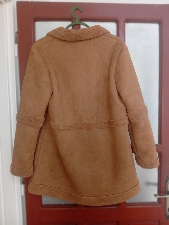 Düğmeli Kahverengi Süet Kadın Ceket - Görsel 3