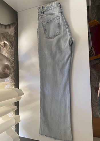 Zara Gri Düğmeli Midi Denim Kadın Jean