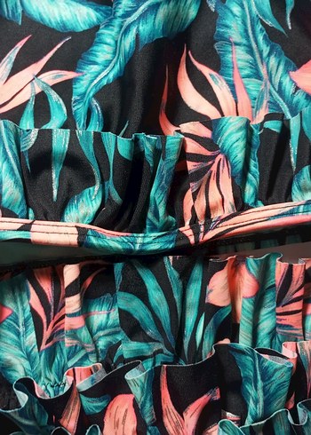 Renkli Baskılı Fırfırlı Bohem Bikini - Görsel 6