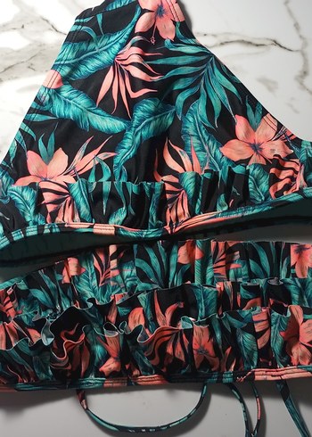 Renkli Baskılı Fırfırlı Bohem Bikini - Görsel 7