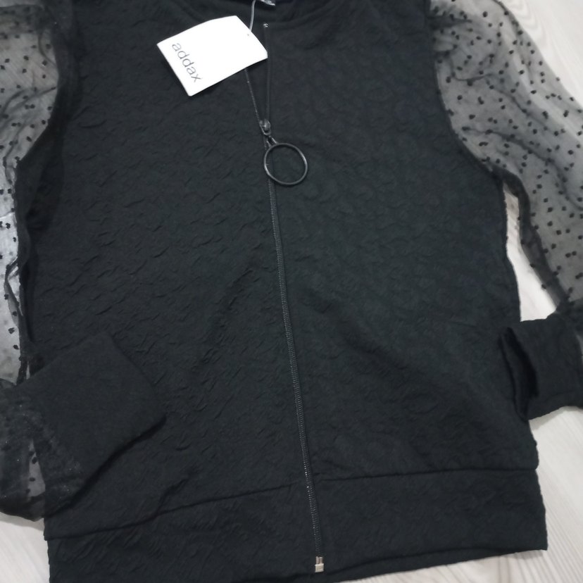 Kız Çocuk Siyah Fermuarlı Uzun Kollu Yelek - Görsel 4