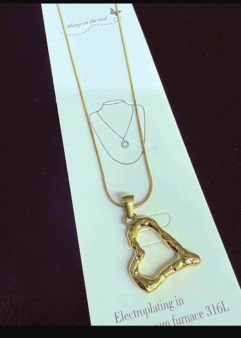 Accessorize Uzun Zincirli Altın Renkli Kalp Kolye