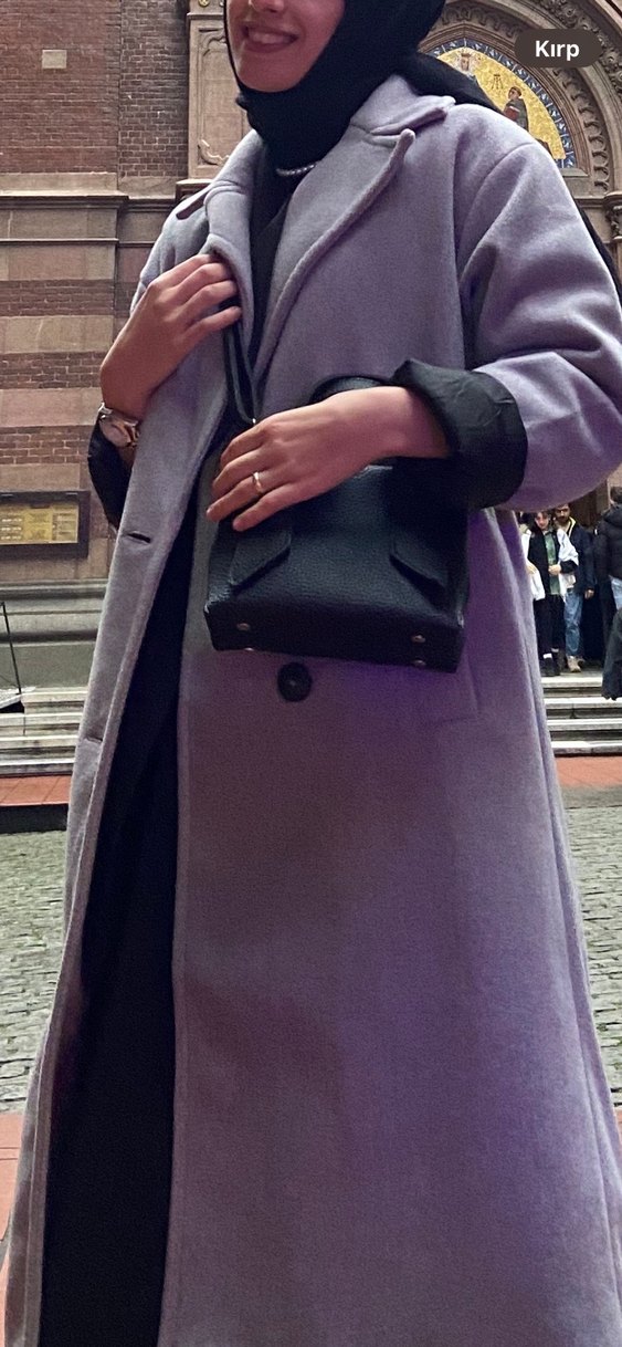 Gri Düğmeli Kaban - Görsel 3