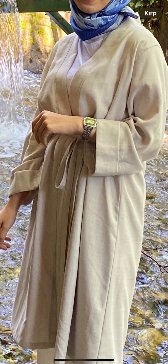 Bej Salaş Uzun Kadın Sabahlık - Görsel 2