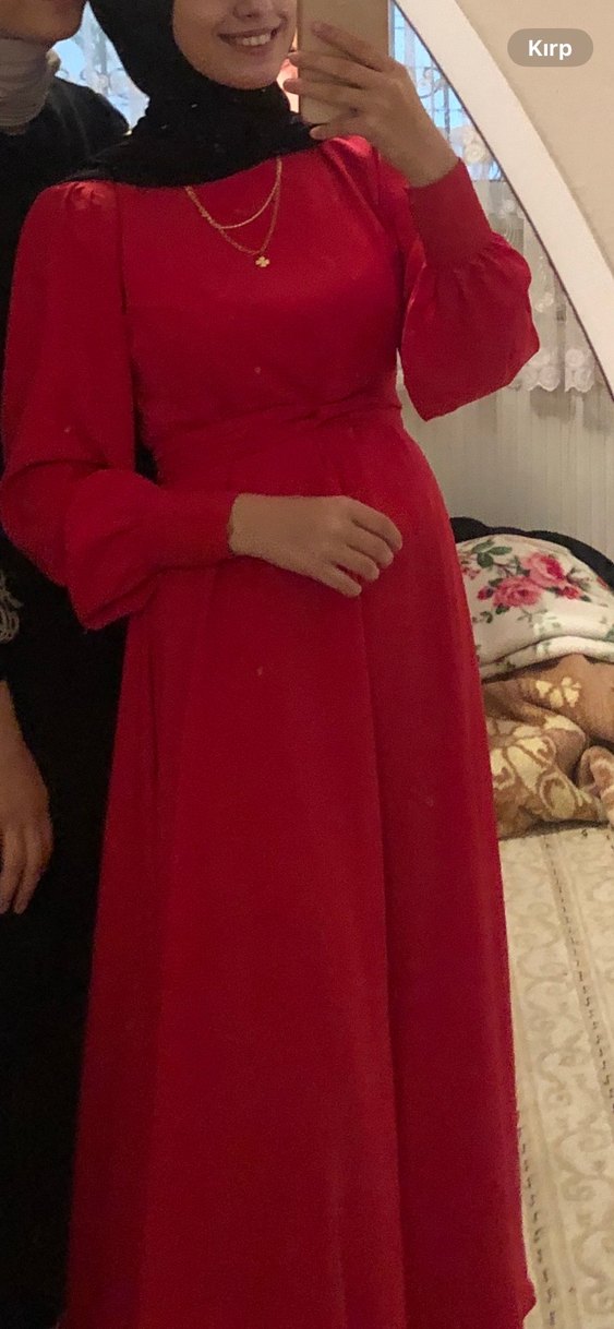 Klasik Şıklıkta Kırmızı Uzun Elbise - Görsel 2