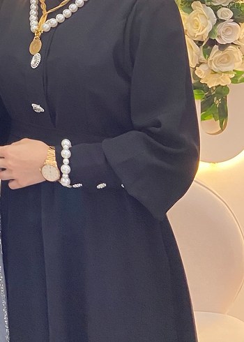 Zincir Detaylı Siyah Uzun Kadın Elbise - Görsel 3